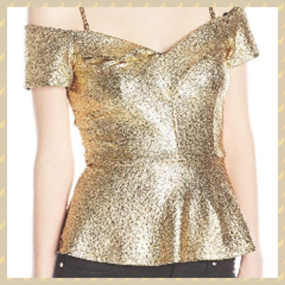 Gold Metallic Peplum Top๐กHOSTPICK๐  - Picture 3 of 8